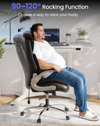 Office Chair Big and Tall, Adjustable Lumbar Support for Back Pain Relief, Double Cushioned Comfy Ergonomic Home Office Chair, Extra Wide Seat & Flip-up Armrests Office Chairs