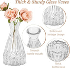 Set of 40 Glass Bud Vases, Small Clear Glass Vases in Bulk, Mini Vintage Embossed Flower Vase for Wedding, Centerpieces, Birthday Party, Home Table Decorations, Baby Shower (Clear)