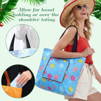 8-pack Summer Beach Tote Bags, Waterproof Sandproof Reusable Shopping & Groceries Bags with Zipper Foldable Pocket-size(Lively)