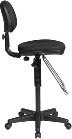 Office Star DC Series Pneumatic Adjustable Drafting Chair with Chrome Teardrop Footrest, Icon Black Fabric