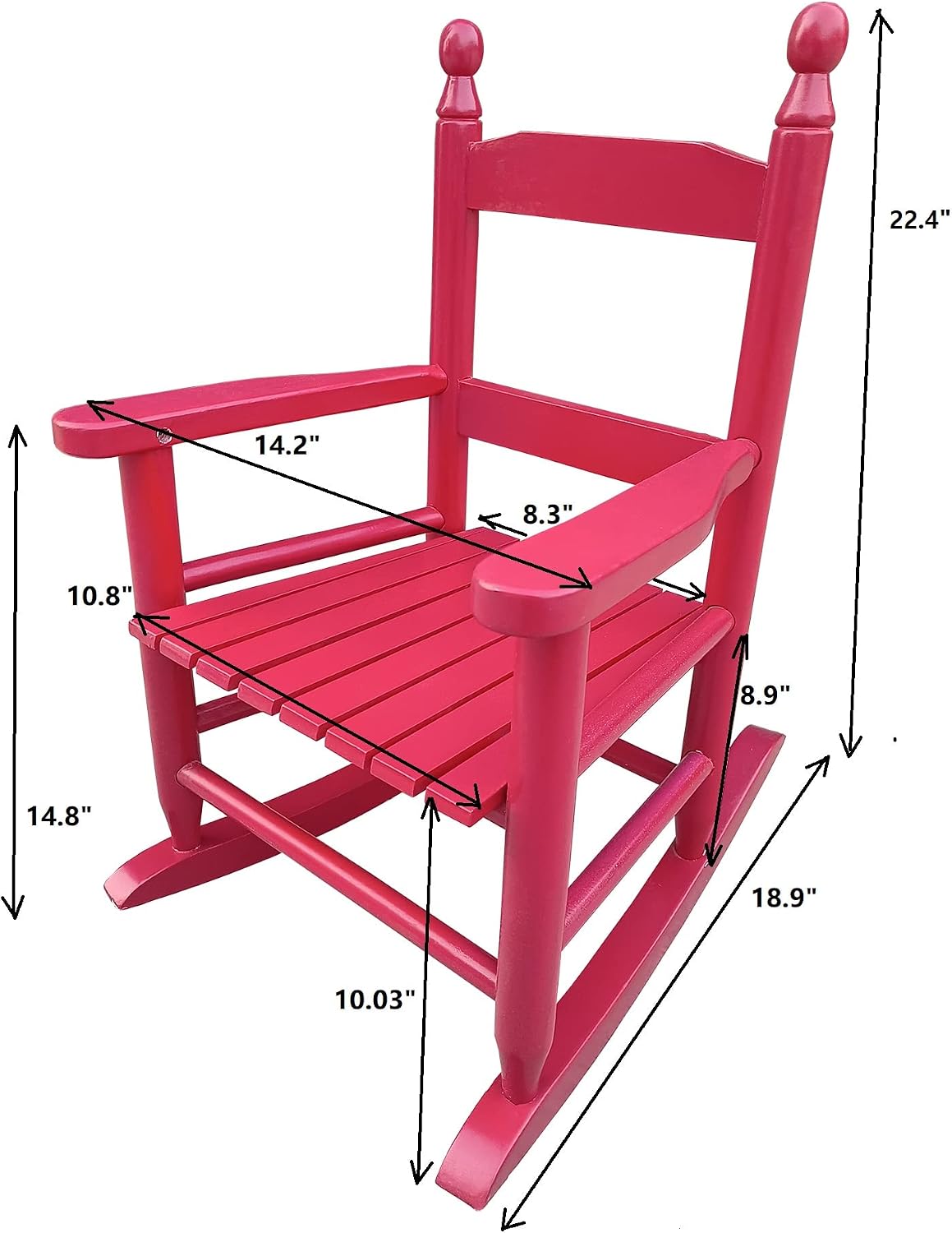 Gecheer Kids' Rocking Chair in Rose Red – Indoor or Outdoor Use – Sturdy Hardwood Construction for Children – Easy Assembly – Weight Capacity 110 lbs