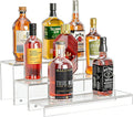 JUESHA 3 Tiers Bar Shelves for Liquor Bottles (Patent: D1076520S) | 15" Bar Organizer for Countertop, Clear Acrylic Risers Display Racks Stands for Figures Pops Cupcake Perfume Collections