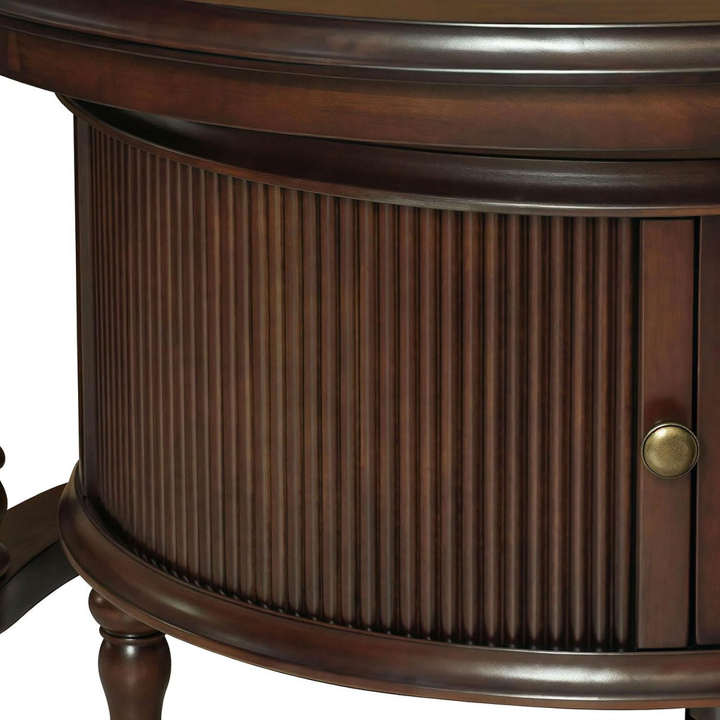 31.5'' Nesting Coffee Table Set of 2, Solid Wood Round Nesting Coffee Table Fluted with Storage, Brown Modern Coffee Table Set for Living Room Office