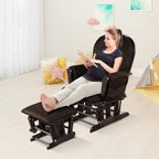 DORTALA Baby Glider Rocker with Ottoman, Multi-Position Glider with Cleanable Upholstered, Smooth Rocking Motion, Nursery Glider & Ottoman Sets for Nursing Baby, Reading, Brown
