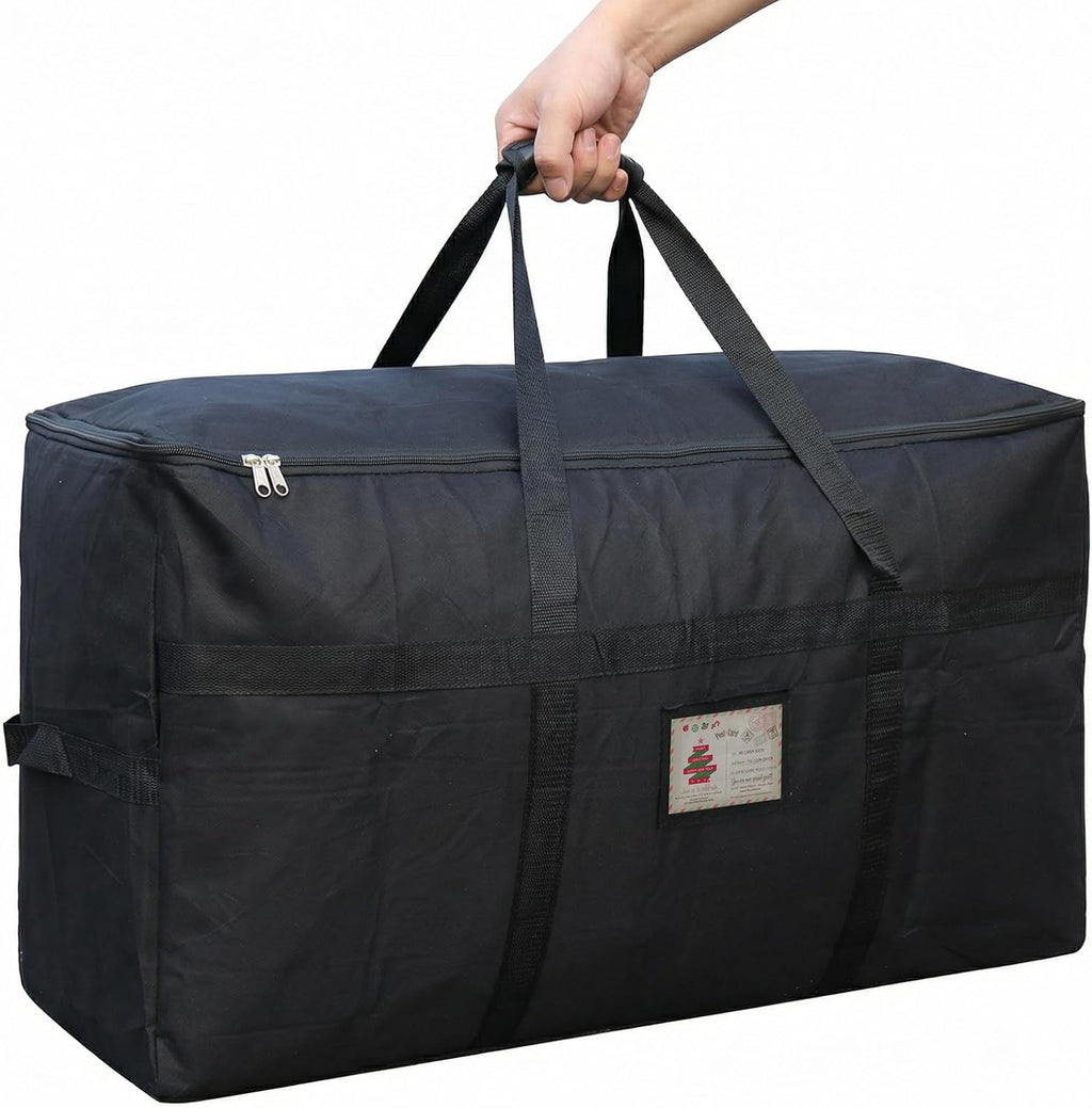 Christmas Tree Storage Bag 4 FT Large Moving Bags with Strong Zipper & Comfortable Handles, Sturdy & Durable Clothes Storage Bags Totes Bins, Black Packing Moving Boxes for College Supplies