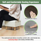 lumizone Small Ottoman with Storage Foot Rest Foot Stool Print-Beige | Padded Seat Pet Step for Dog Under Desk Stool for Living Room Bedroom Office Entryway