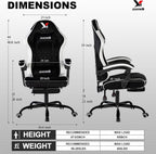 Velvet Gaming Chair, Ergonomic High Back Racing Chair with Footrest, Spring Wide Cushion, Adjustable Headrest & Lumbar Support, 90-135° Recline, 360° Swivel, 300lbs for Home Office, White