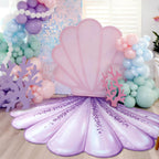 Mermaid Party Decoration 59 x 79 Inch Large Seashell Rug Under the Sea Decor Purple Pink Mermaids Floor Mat Decorative Area Rug for Mermaid Birthday Ocean Theme Photo Prop Backdrop Beach Wedding Party