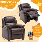 Macaron Kids Reclining Chair Leather Recliner Sofa Push Back Toddler Youth Children Child Ages 2-8