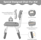 GITAWUSA Kids Study Table and Chairs Set, Height Adjustable Toddler Table and Chair Set for Kids Ages 3-8, 31.5" L x 23.6" W Graffiti Desktop Plastic Children Art Table with 2 Seats, Grey