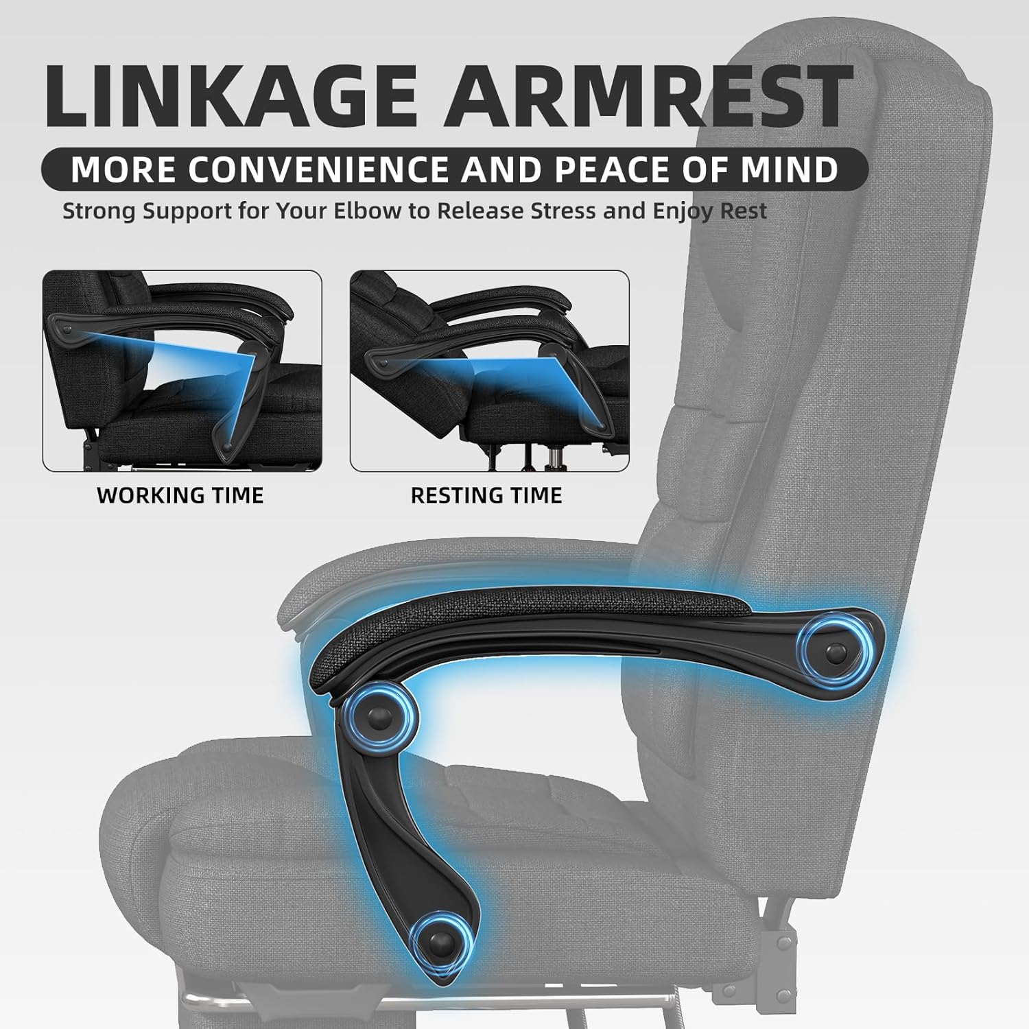 Office Chair, Fabric Gaming Chair with Footrest, Executive Comfortable Computer Desk Chairs, 360° Swivel Base & Height Adjustable Reclining Ergonomic Task Chair for Adults, Gamer Chair & Silla Gamer