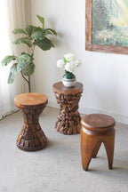 WILLIAMSPACE 11.8" Solid Wood Side Table with Organic Tree Root Base, Modern Mulberry and Paulownia Wood Accent Table End Table, Tree Stump Garden Stool, No Assembly, 18.9" H, Brown