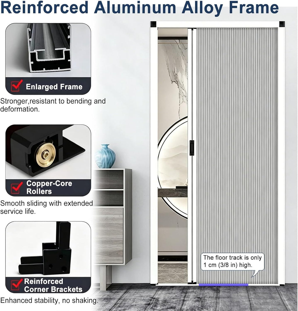 Accordion Sliding Door for Balcony Patio Bedroom Closet Kitchen Pantry, No Drill Space Saving Interior Divider Doorway, Aluminum Frame Room Bi-Fold Doors(170x200cm(67"x79"))