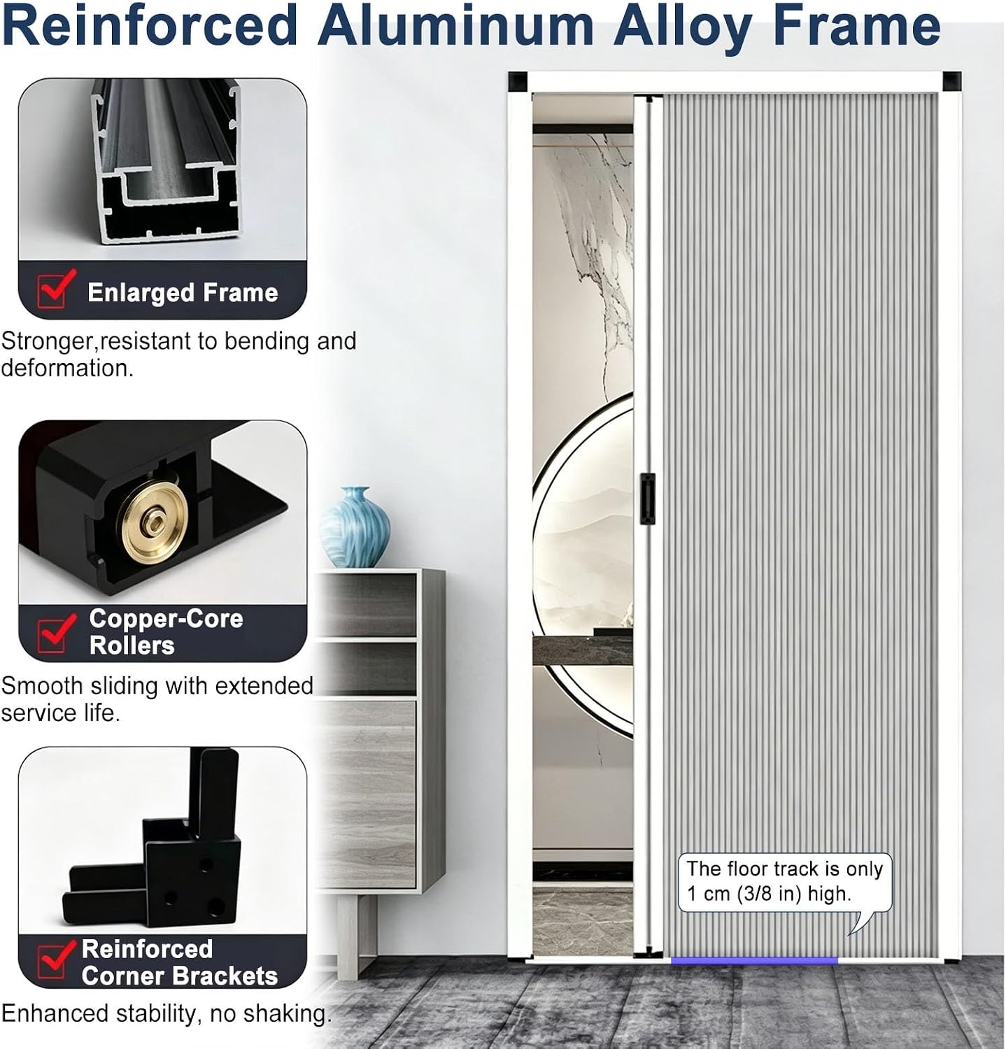 Accordion Sliding Door for Balcony Patio Bedroom Closet Kitchen Pantry, No Drill Space Saving Interior Divider Doorway, Aluminum Frame Room Bi-Fold Doors(170x200cm(67"x79"))