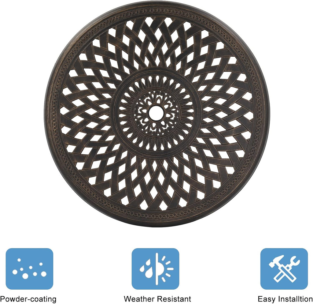 78x78x75cm Circular Diamond Top Cast Aluminum Table, Bronze