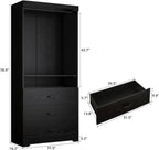 IRONCK Freestanding Closet System with Adjustable Shelves & 3 Drawers | Modern armoire wardrobe with adjustable shelves & hanging rod, walk-in closet organizer for small spaces, space-saving design