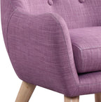 19.5" W Pink Linen Chair with Button Tufted Back and Wooden Legs
