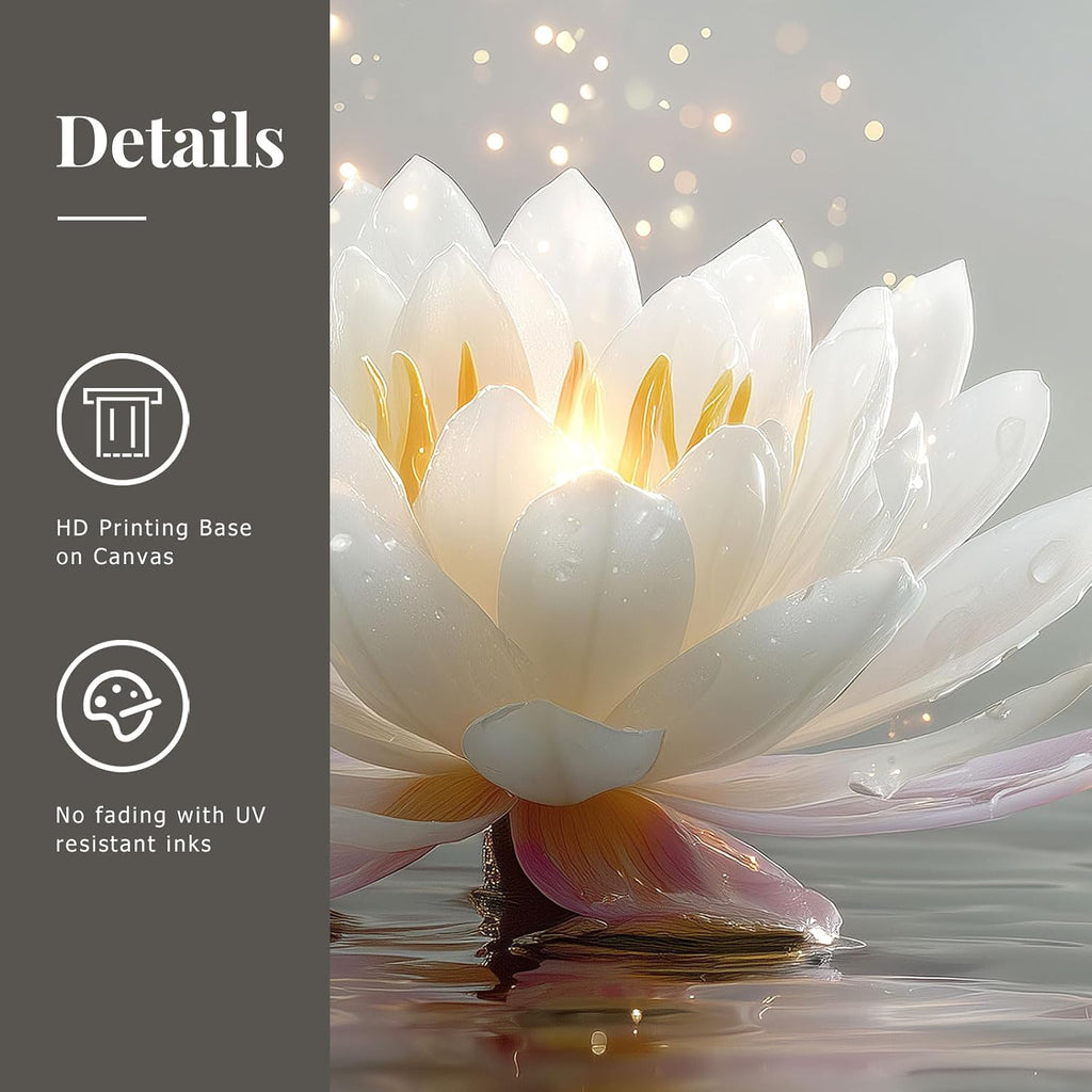 Calm Zen Lotus Stacked Stones Spa Wall Art, Modern Spiritual Lotus Blooming on Stones Artworks for Zen Office Serene Home Deco Meditation Rooms Yoga Studios and Zen Enthusiasts - Framed, 12"x16"x3