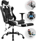 Computer Gaming Chair PC Ergonomic Office Chair Home Executive Desk Chair Adjustable High-Back PU Leather Racing Rolling Swivel Task Lumbar Support Footrest Headrest Armrest Massager