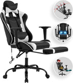 Computer Gaming Chair PC Ergonomic Office Chair Home Executive Desk Chair Adjustable High-Back PU Leather Racing Rolling Swivel Task Lumbar Support Footrest Headrest Armrest Massager
