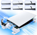 PS5/Slim/Pro Horizontal Stand with Cooling Fan & Charger for Original & Edge Controllers, Scalable Design PS5 Accessories Base with EVA Foams for All PS Five Disc & Digital, PS 5 Sideways Stand White