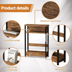 Garvee Narrow Side Table, 3-Tier Slim End Table with Storage Shelf, Modern Sofa Thin Side Tables for Narrow and Small Spaces, Skinny Bedside Tables Nightstand with Magazine Rack Space Saving Brown