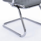 VESCASA Set of 2 Office Guest Chairs with Padded Arms, Stationary PU Leather Reception Chairs No Wheels, Sled Base Side Chair for Small Meeting Room or Home Office (Gray)