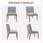 MALOL Dining Chair Set of 2, Fabric Upholstered Kitchen Side Chairs with Wooden Legs for Kitchen & Restaurant Use, LightGrey