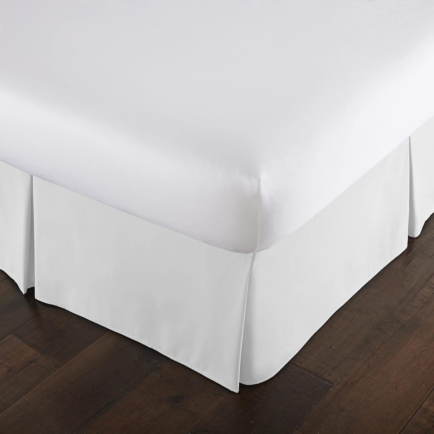 Southshore Fine Living, Inc. Queen Bed Skirt 14 Inch Drop, Pleated Dust Ruffle for Bed Skirting Queen Size - Platform Cover, Split Corners, Wrinkle Resistant, Soft Easy Care Microfiber - Bright White
