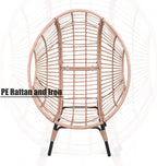 Wicker Chair Egg Style, 400lbs Capacity, Indoor Outdoor, 8-Inch Plush Cushion Balcony Chairs(Natural)