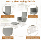 Costzon Glider and Ottoman Set, Wood Baby Rocker Nursery Furniture for Napping Reading Nursing, Cleanable Upholstered Comfort Rocking Nursery Chair with Detachable Cushion (Light Gray)