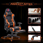 AA Products Gaming Chair Ergonomic High Back Computer Racing Chair Adjustable Office Chair with Footrest, Lumbar Support Swivel Chair - BlackOrange