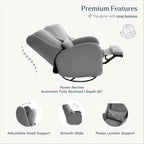 Nurture& The Wingback Plus – Premium Power Recliner for Nursery | Ergonomic, Stain-Resistant Glider Chair with USB, Lumbar & Head Support – Modern Baby Room Essential