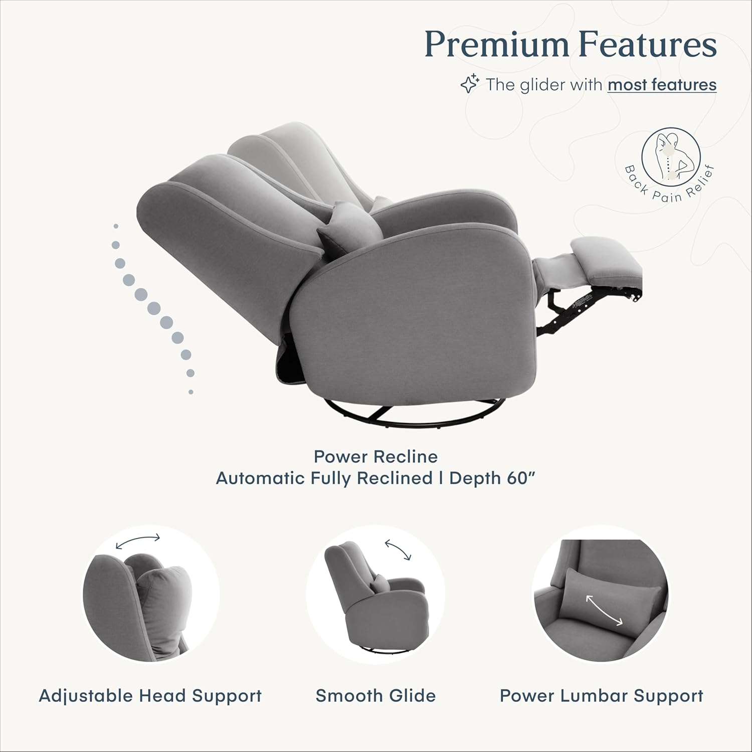 Nurture& The Wingback Plus – Premium Power Recliner for Nursery | Ergonomic, Stain-Resistant Glider Chair with USB, Lumbar & Head Support – Modern Baby Room Essential