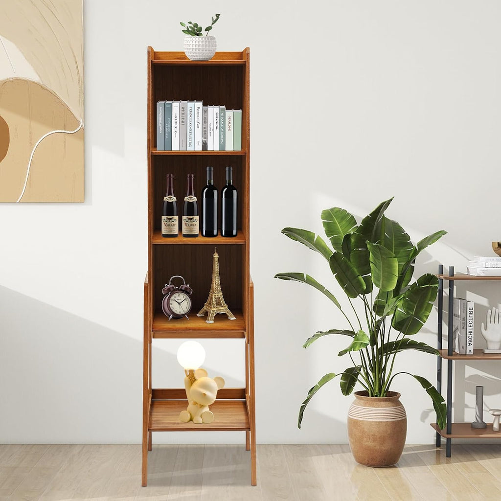Modern End Table, Side Table Cabinet, Five-Tier Side Table, Wood Bookcase Organizer with Open Shelves for Living Room & Home Office