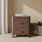 Storkcraft Casablanca 2 Drawer Nightstand, Hazelnut | GREENGUARD Gold Certified, Storage for Kids Bedroom, Premium Wood Nightstand with Iconic Wave Detailing and Rounded Posts