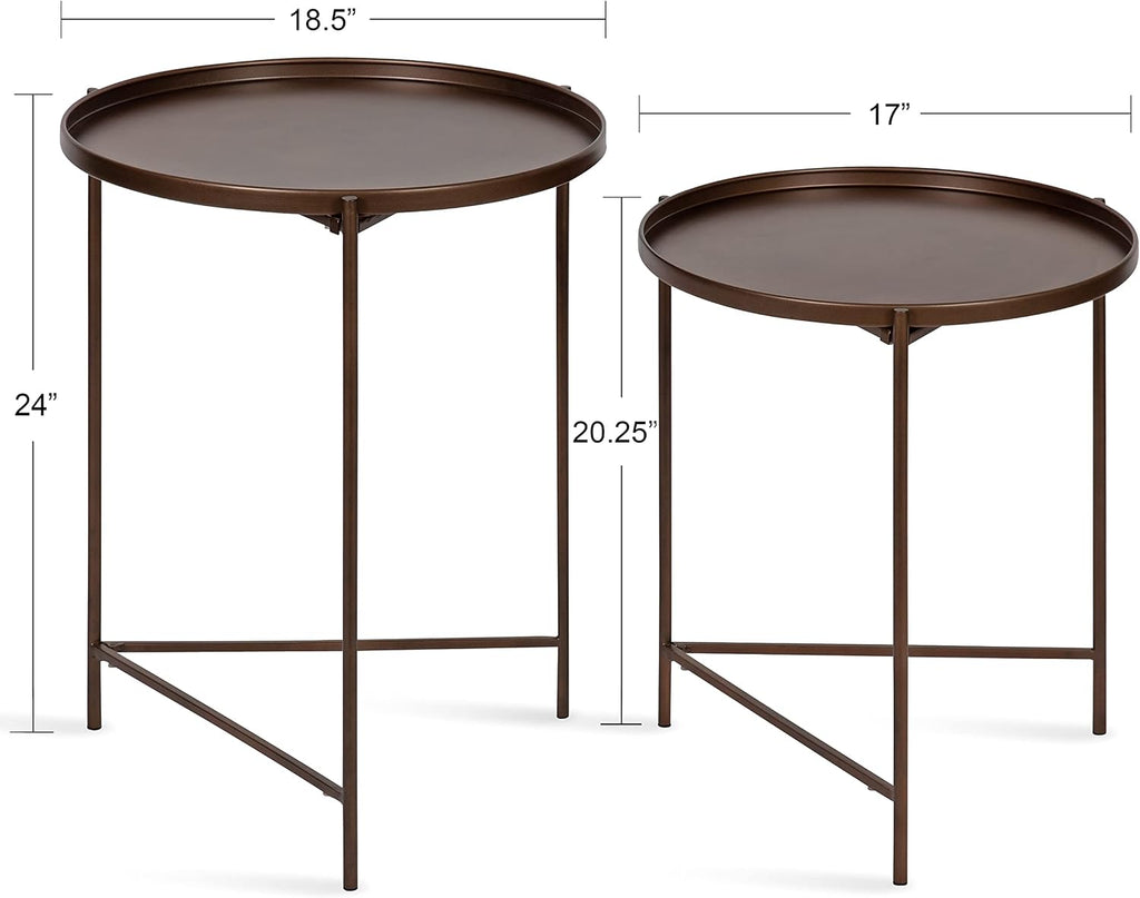 Kate and Laurel Ulani Modern Nesting Side Table; Set of 2; Bronze; Sophisticated Glam End Tables for Storage and Display
