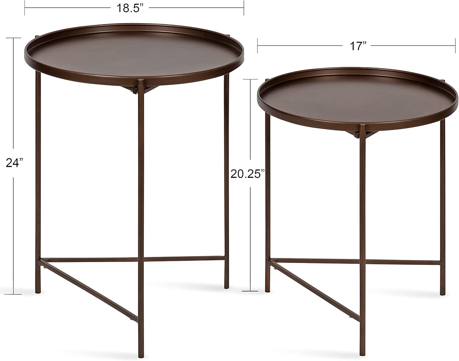 Kate and Laurel Ulani Modern Nesting Side Table; Set of 2; Bronze; Sophisticated Glam End Tables for Storage and Display