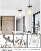 EAPUDUN Pendant Light (2 Packs), Kitchen Ceiling Hanging Light, Adjustable Height, Kitchen Light Fixtures Brushed Nickel Pendant Lights, Farmhouse Pendant Lighting for Sink Island, Home Décor Lighting