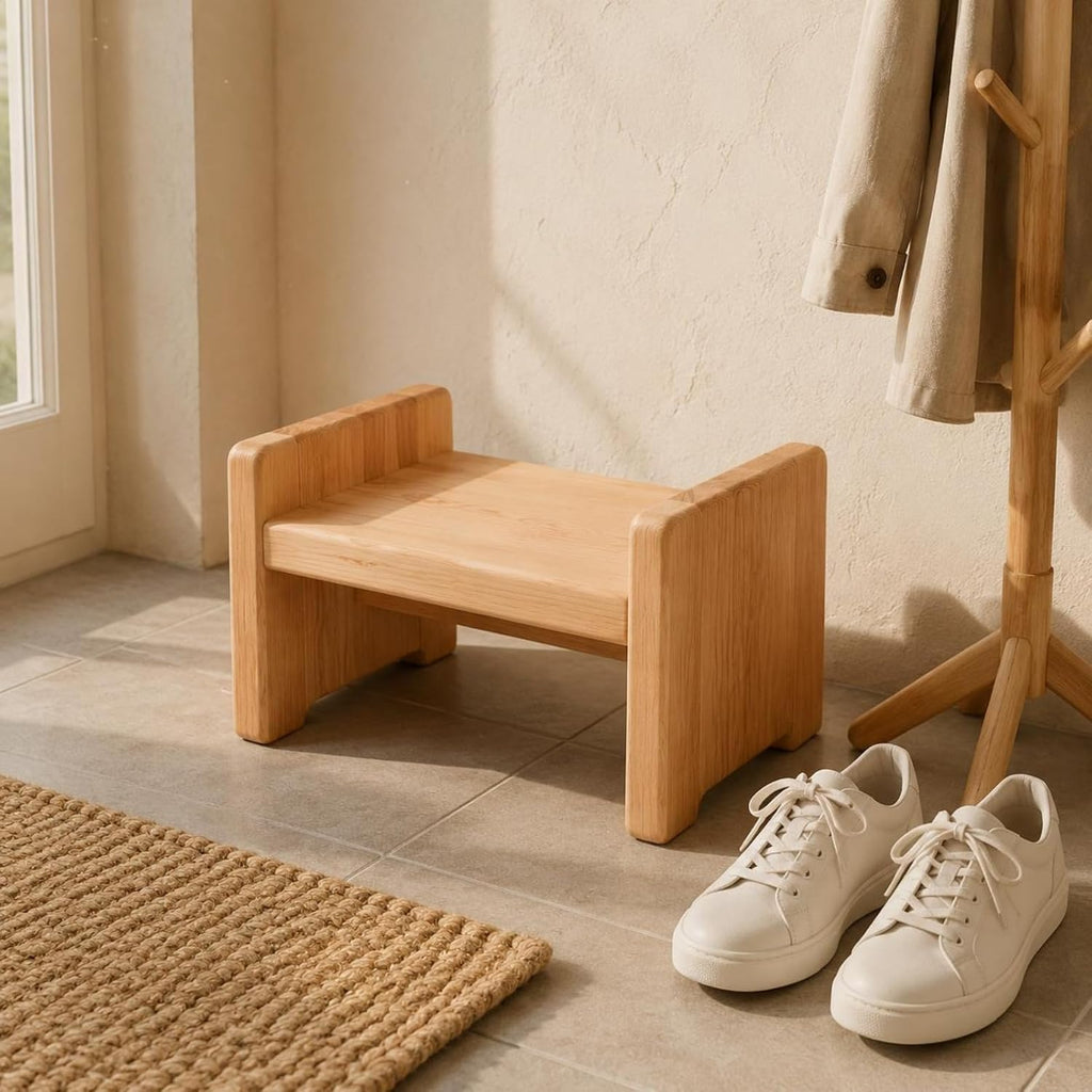 Children Bench Wooden Shape Low Profile Rounded Corners Multipurpose Seat Suitable for Plant Stand Living Room Entry