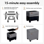 ABHENG Chenille Metal Framed Storage Ottoman,12.2" D x 16.1" W x 17.7" H Tufted Upholstered Ottoman with Storage,Foot Rest Stool with Legs,Holds 770 LB for Dorm Living Room Bedroom Gray UASND70G