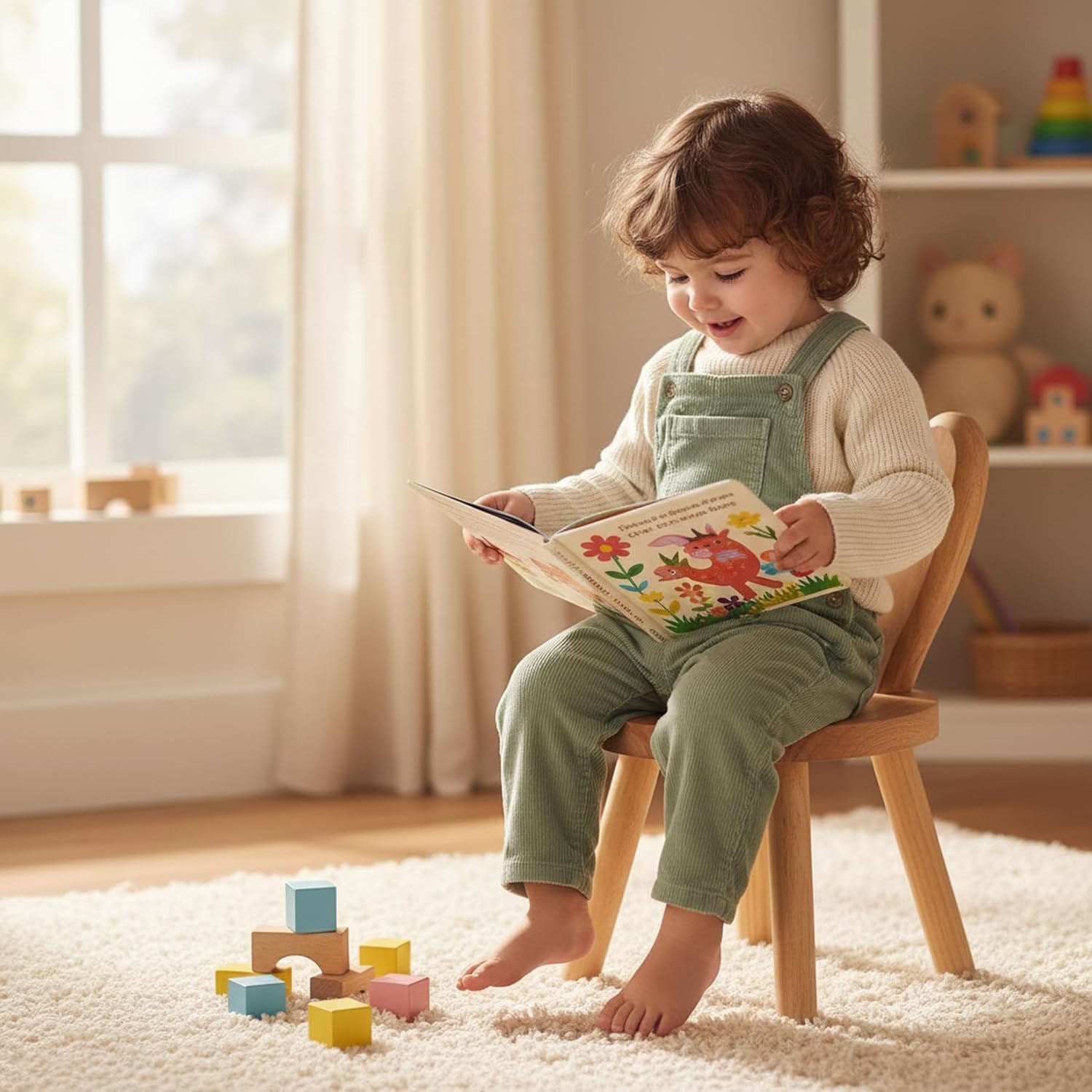 Toddler Wooden Chair Kids,Bunny Chair for Ages 1.5-5,Small Stool, Comfortable Children's stools, Suitable for Nurseries, playrooms and Low Tables (1 PCS)
