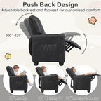 Costzon 2-Seater Kids Recliner, PU Leather Kids Loveseat w/2 Cup Holders & 2 Side Storage Pockets, Toddler Lounge Sofa Chair Couch w/Adjustable Backrest & Footrest for Girls & Boys 3+ Years Old Gifts