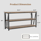 IDEALHOUSE Industrial Entryway Table, 47 in Narrow Long Console Table with Storage, 3 Tier Wood Console Table for Living Room, Farmhouse Sofa Tables Behind Couch, Hallway Table for Foyer-Brown