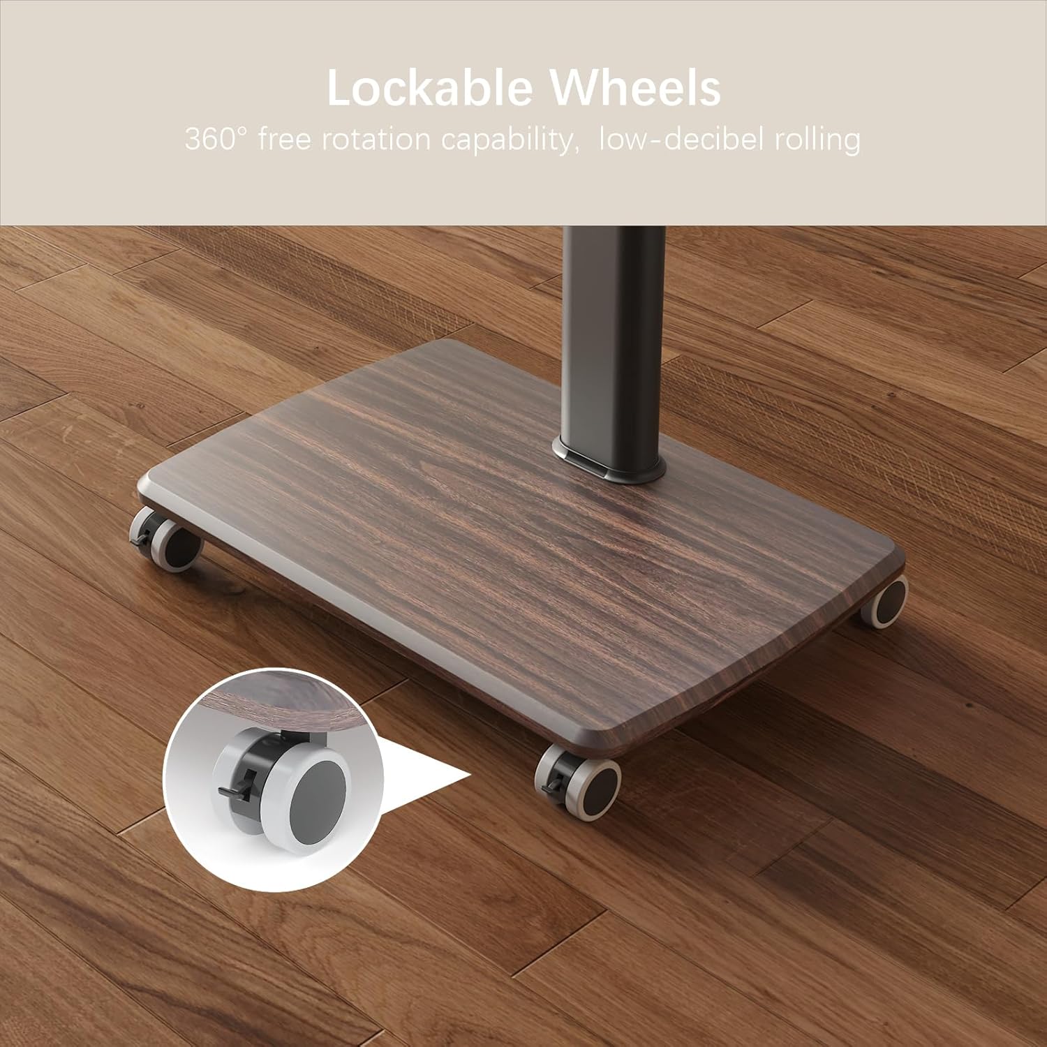 Black Rolling TV Stand for 32 to 55 65 75 85 Inch TVs, Corner TV Floor Stand with Mount, Universal Portable Mobile TV Cart on Wheels, Small TV Stand for Bedroom, Living Room