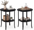 Tangkula 2-Tier Round Side End Table, Small Nightstand with Storage Shelf, Industrial Modern Bedside & Sofa Side Table for Small Space, Bedroom, Living Room, Home Office (2, Black)