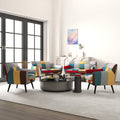 Bonzy Home Modern Colorful 3 Piece Coroful Fabric Sofa Set, Included 2 Accent Chairs and Boho Loveseat, Linen Patchwork Plaid Couches with Rubberwood Legs and Removable Upholstered for Living Room