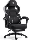 Dowinx Big and Tall Gaming Chair with Footrest, Black | Breathable woven fabric with lumbar support and extra-wide seat back; big-and-tall frame fits larger, heavier users.