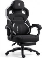 Dowinx Big and Tall Gaming Chair with Footrest, Black | Breathable woven fabric with lumbar support and extra-wide seat back; big-and-tall frame fits larger, heavier users.