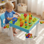 5-in-1 Toddler Table and Chair Set with 128PCS Building Blocks, Kids Activity Table Flip Top for Art, Sand & Water Play, Leak-Proof Design, Includes 1 Sturdy Chair, ASTM Certified, Gift for Ages 2-4